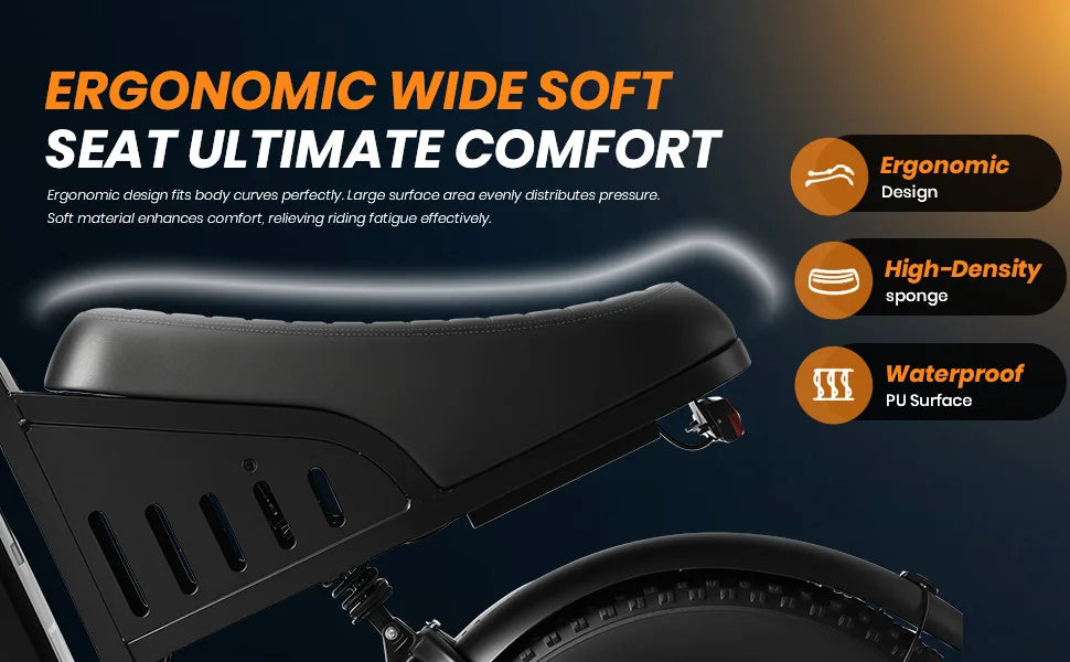 1000W Ebike for Adults,  20" Fat Tire Electric Bike, NFC & Password Unlock, 48V 15/25Ah 60-80 Miles 33-40MPH Electric Bike Moped