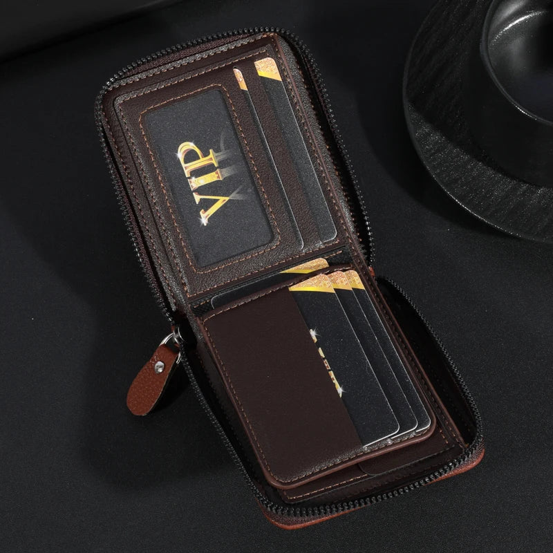 Premium Vintage Leather Wallet for Men - Secure Credit Card Holder & Coin Purse -Commute Essential with Durable PU Leather