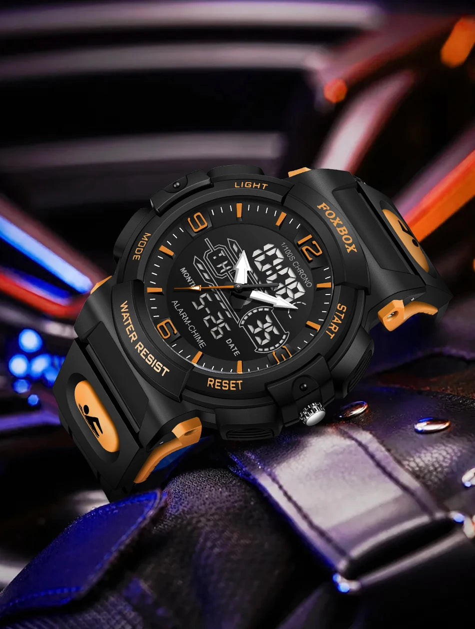 LIGE New Watches For Men 50M Waterproof Clock Alarm reloj hombre LCD Dual Display Wristwatch Quartz Military Sports Mens Watches