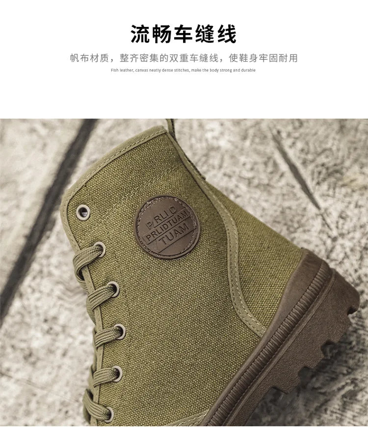 New Fashion High-top Mens Boots Outdoor Comfortable Mens Casual Boots Jungle Mountaineering Men Shoes Wide Bottom Platform Boots