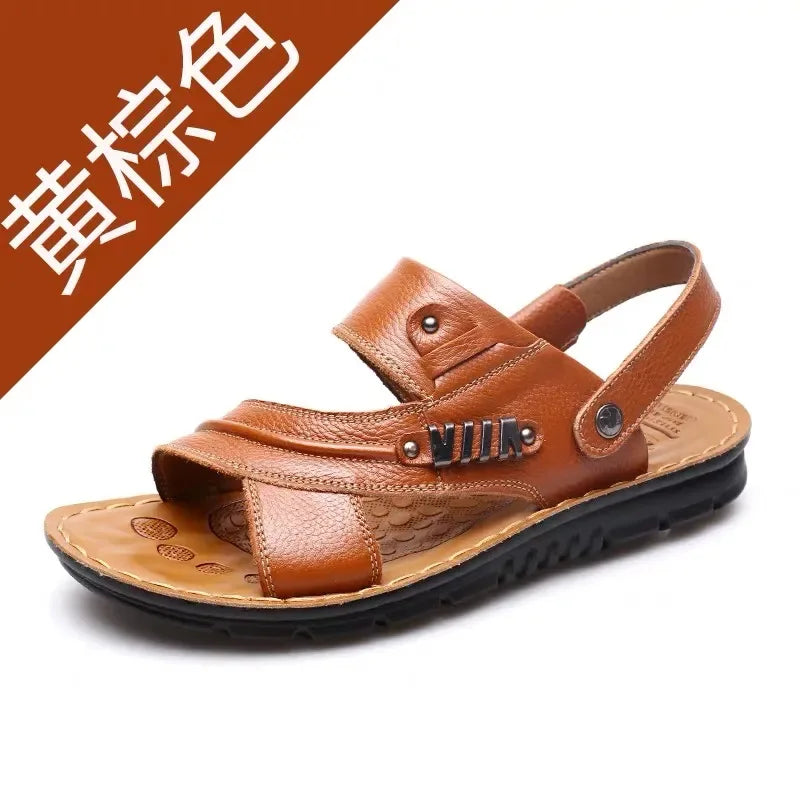 Men's Sandals Fashion Casual Leather Sandals Outdoor Non Slip Trekking Sandalias Summer New Beach Shoes for Man Designer Slipper