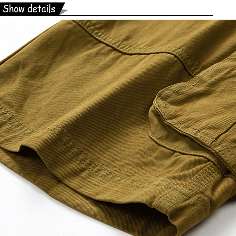 New Men Summer Outdoor Leisure Buttons Cargo Style Shorts Men Solid Straight Cotton Comfortable Fashion Design Short Pants Male