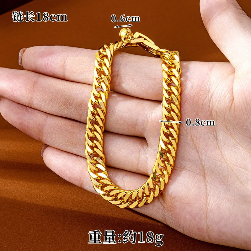 Goldpure Luxury 24K 9999 Pure Gold real gold Women's Bell Clasp Boss Bracelet Chain Bracelet