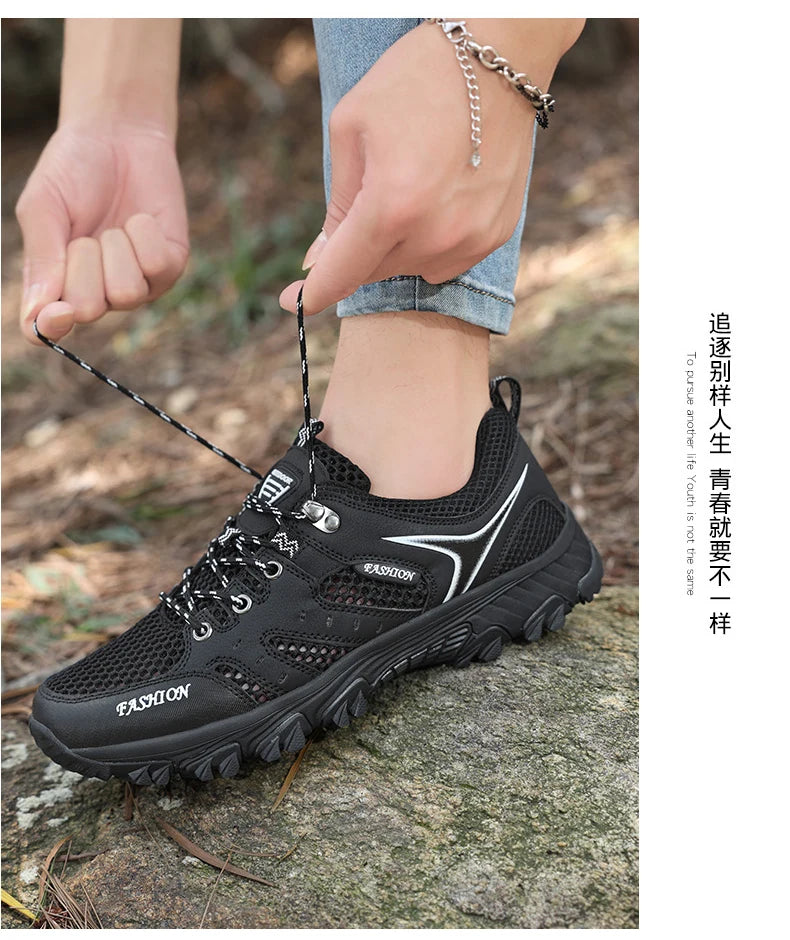 2025 Hiking Shoes for Men Non-slip Trekking Sneaker Spring Summer Breathable Rock Climbing Shoes Men Sport Outdoor Sneakers Man