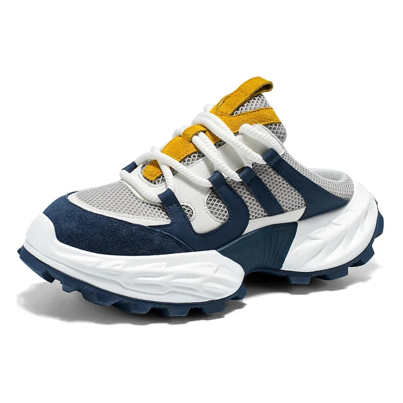 Sneakers for Men Fashion Green Half Breathable Summer Chunky Shoes Men Streetwear Platform Sneakers Man Sports Casual Shoes 2025