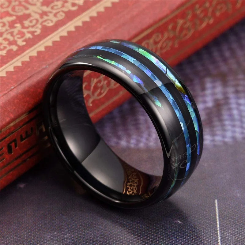 Fashion Viking Tree Of Life Stainless Steel Abalone Shell Rings For Men Odin Norse Viking Rune Rings Retro Amulet Jewelry Gift
