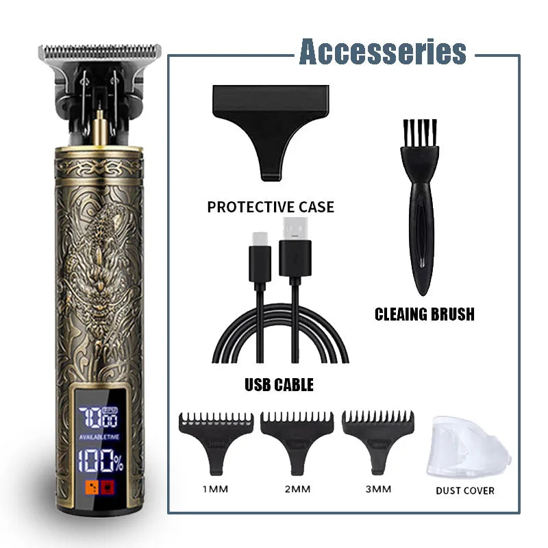 Hair Clippers for Men Professional Hair Trimmer Barber Cordless Zero Gapped Hair Clippers with LCD Display Beard Trimmer