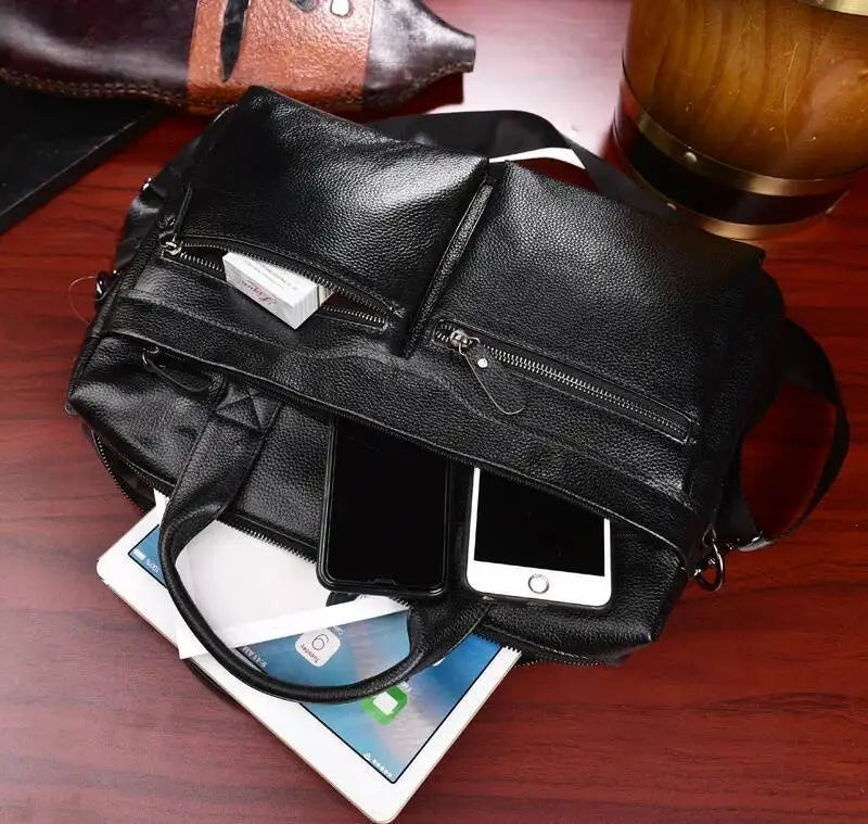 Business Laptop Bag Genuine Handbags Male Travel Briefcases Men High Quality Cowhide Leather Messenger Bags