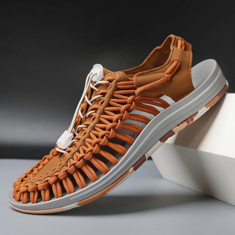 Summer Men Sandals Weaving Design Beach Sandals Breathable Casual Flat Roman Mens Shoes Outdoor Couples Sandals
