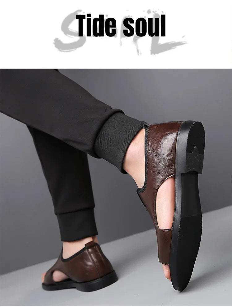Brand Men's Sandals New Casual Shoes High Quality Soft Sole Men Slippers Outdoor Comfor Beach Shoes Leather Flat Sandals for Men