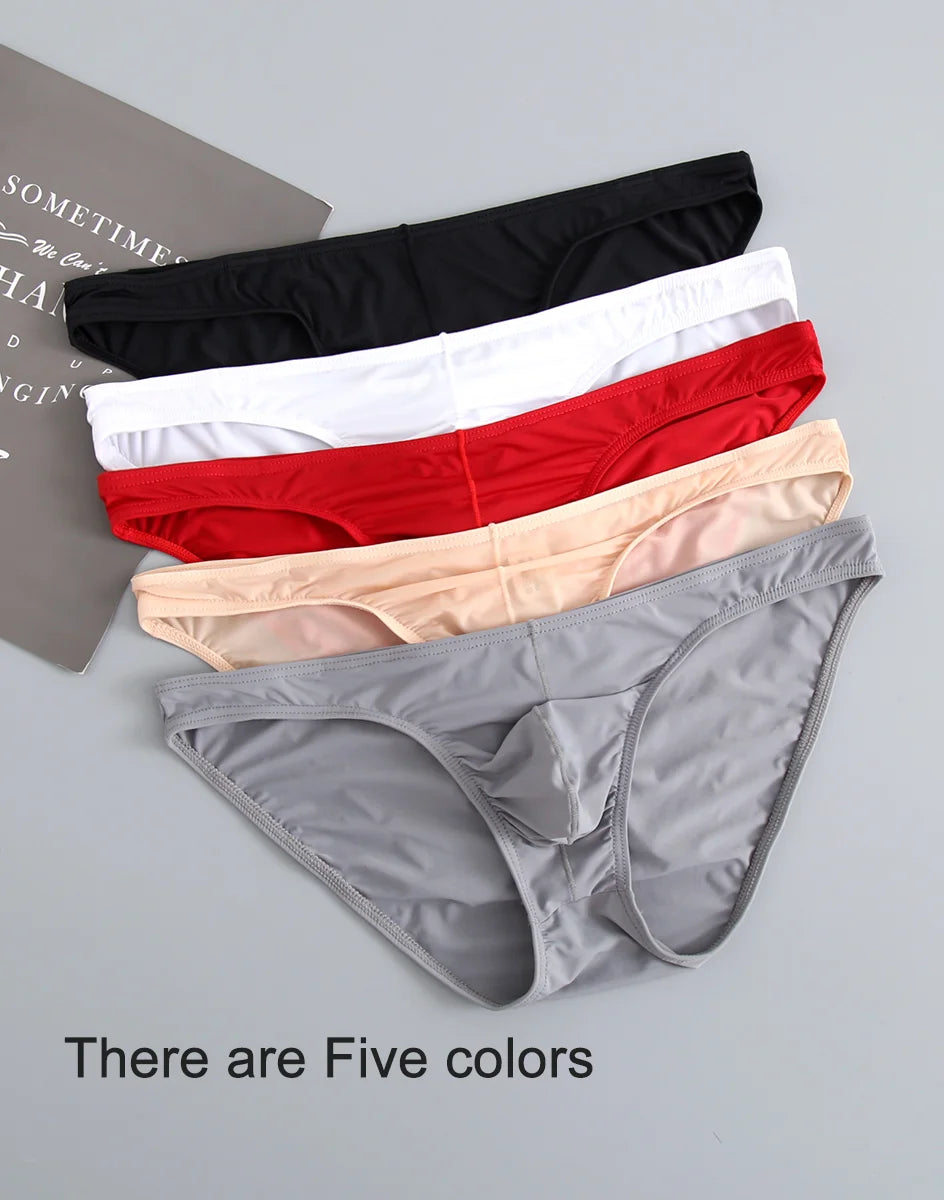 3 Pcs Mens Underwear Briefs Nylon For Men bulge with Pouch hombre slips Red Boys pack lot Breathable and sexy Male Panties