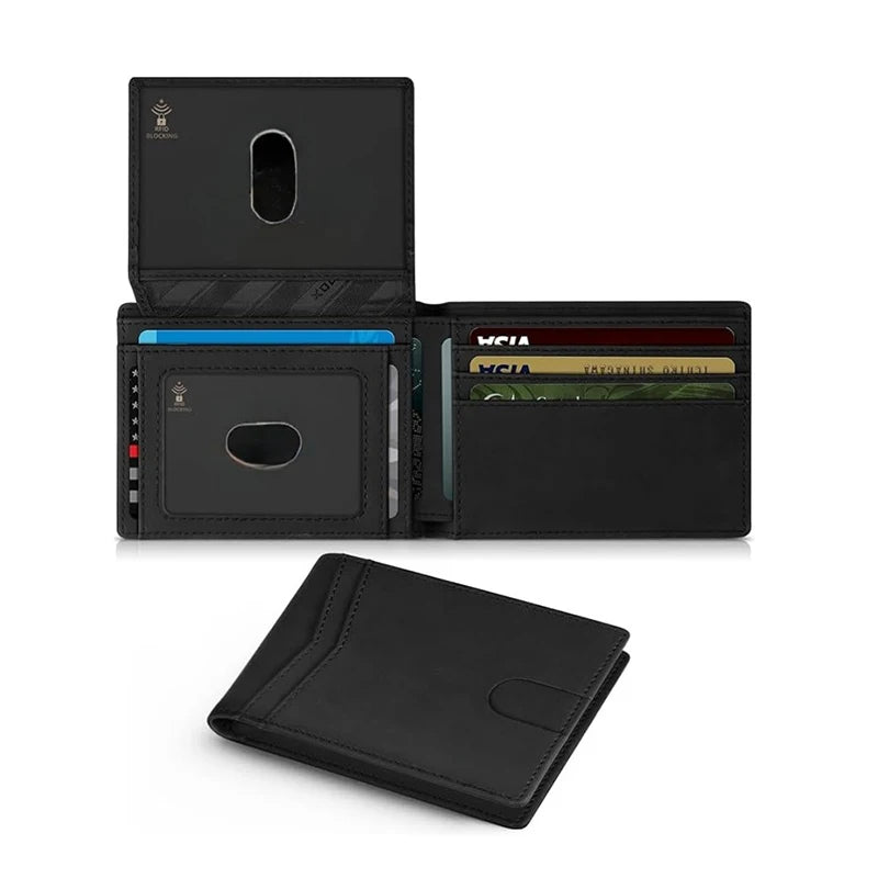Men's Wallet Ultra Thin Rfid Leather with ID Window Multi Card Carbon Fiber Wallet