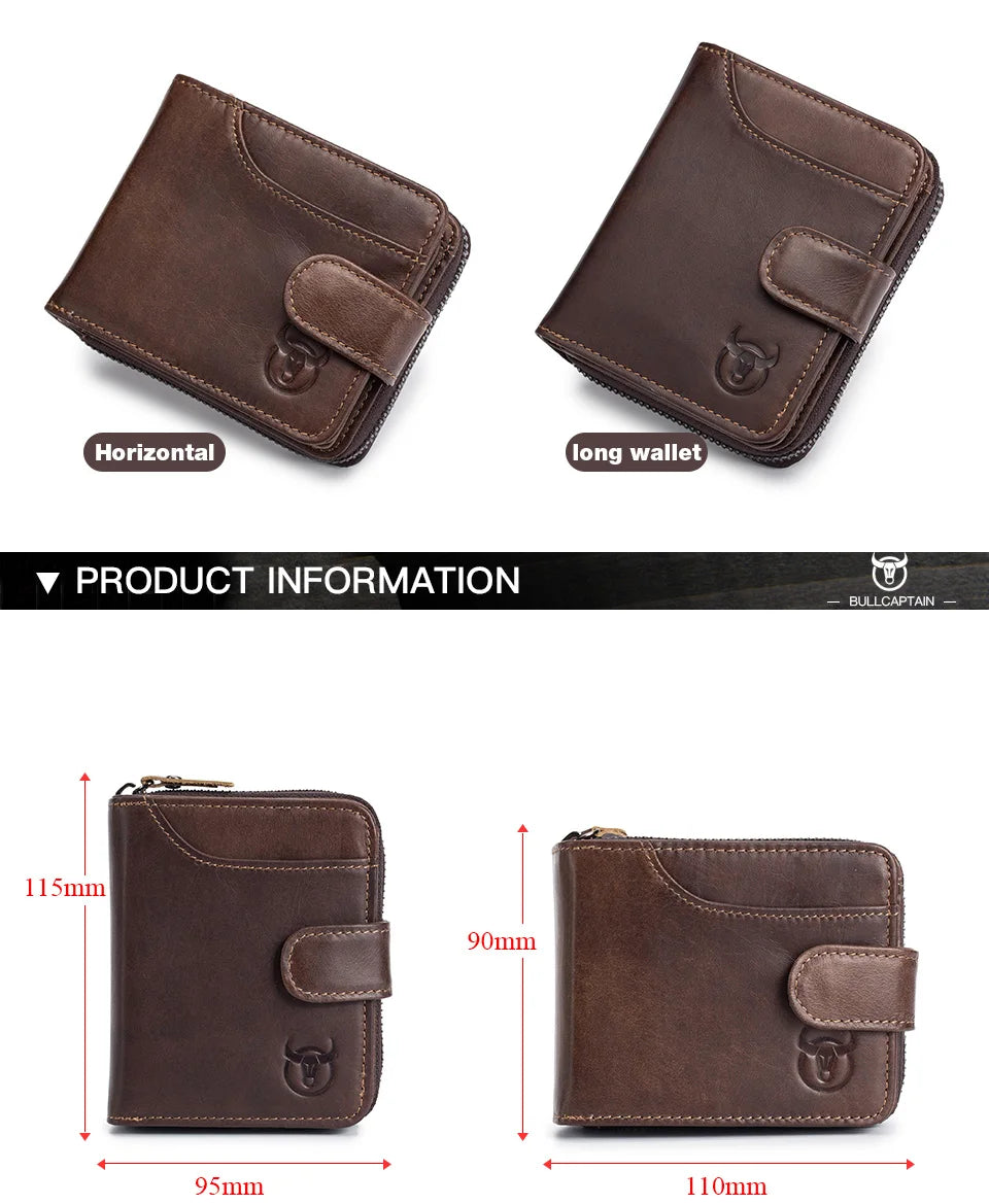 BULLCAPTAIN Business Men's Wallet Genuine Leather Wallet Multi-Function Business Card Holder Small Card Box Leather Purse Man