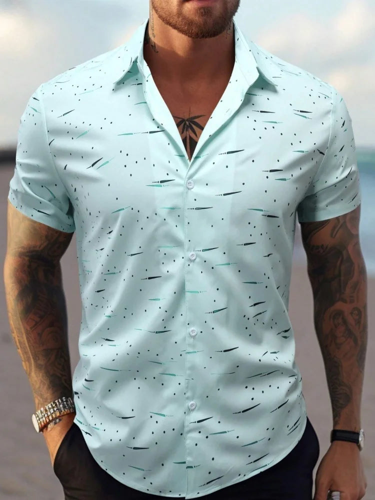 Hawaiian Shirt For Men Vacation Daily Slim Fit Tops Gym Elegant Flower Pattern Leaves Social Casual Fashion Camisa Y2k Clothing