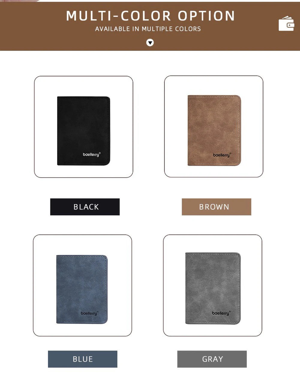 Baellerry Wallet for Men PU Leather Front Pocket Minimalist Money Clip Travel Essentials