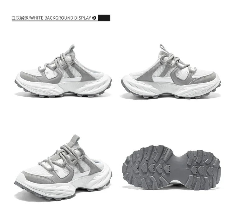 Sneakers for Men Fashion Green Half Breathable Summer Chunky Shoes Men Streetwear Platform Sneakers Man Sports Casual Shoes 2025