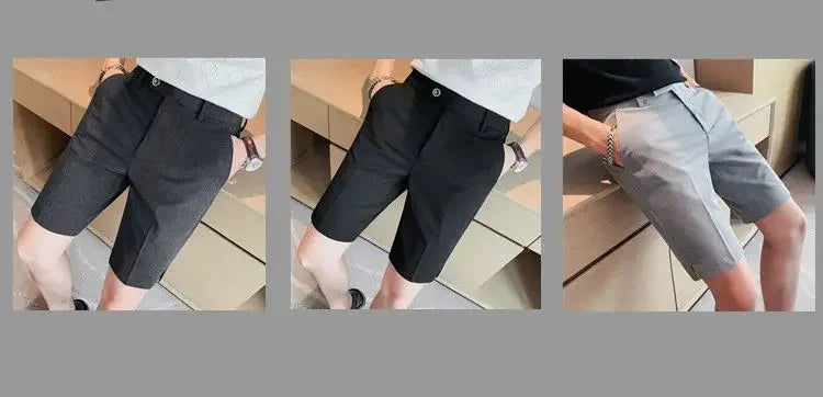 Suit Shorts Summer Men's Pants Straight-leg Casual Handsome Small Trousers Versatile Five-quarter Pants Loose Causal Chic Pants