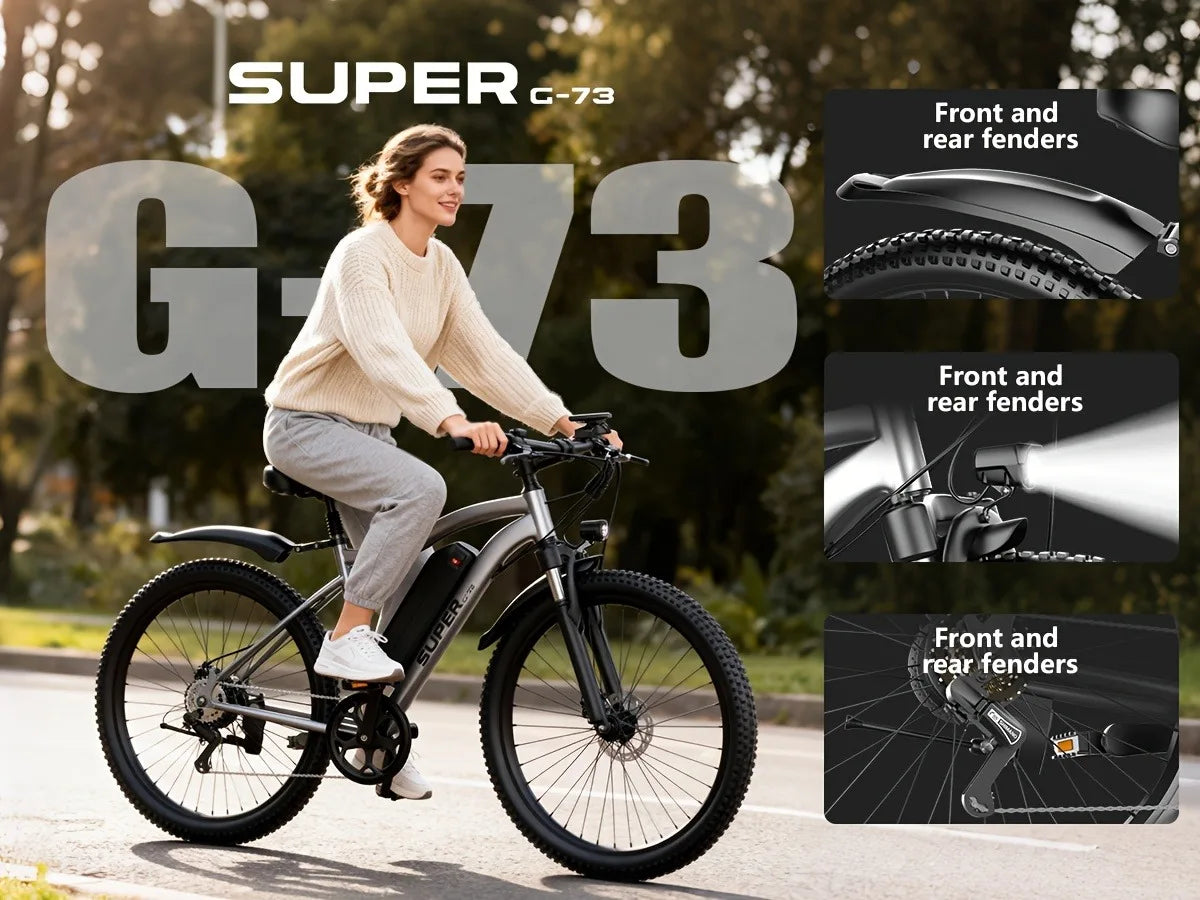 UPlee G73 Adults Electric Bike 740W Motor Electric Bicycle 48V 13AH removable battery e bike 26"Tire Mountain Electric Dirt Bike