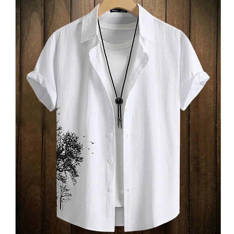 Fashion Shirt for Men 3d Ink Painting Prints Men'S Clothing Daily Casual Short Sleeve Beach Party Sweatshirt Street Hawaii Shirt