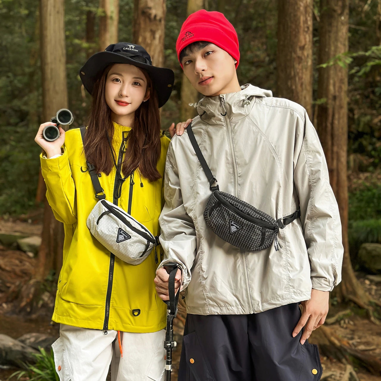 Outdoor hiking backpack - Large capacity, lightweight, expandable chest bag. Suitable for both men and women. Includes hiking eq