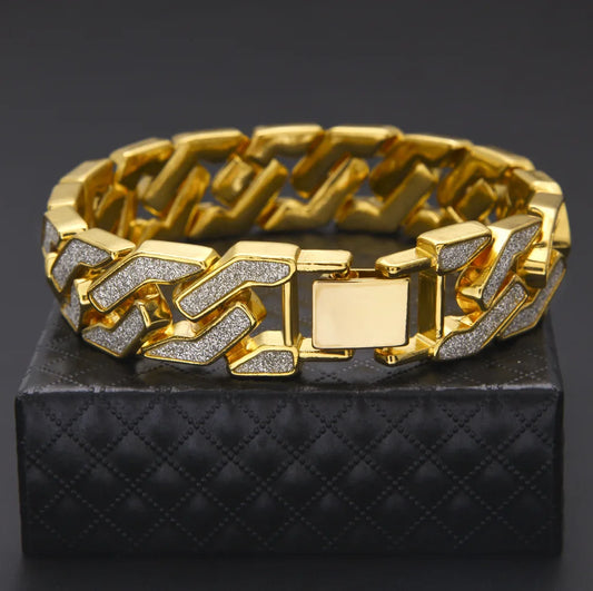 Luxury 24K 9999 Pure Gold real gold Bracelet Male Personalized Geometric Bracelet