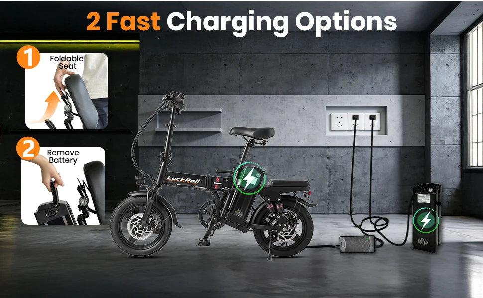 750W/1500w Adult Electric Bike, 20 MPH, 48V 10.4Ah/52V 25Ah Removable Battery, 14 Inch Folding Electric Bike, Dual Disc Brake