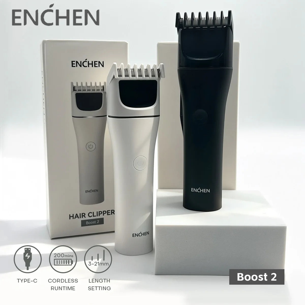 ENCHEN Hair Clipper Electric Barber Clippers Rechargeable Hair Cut Machine Cordless Beard Trimmer Travel Clipper for Men Boost 2