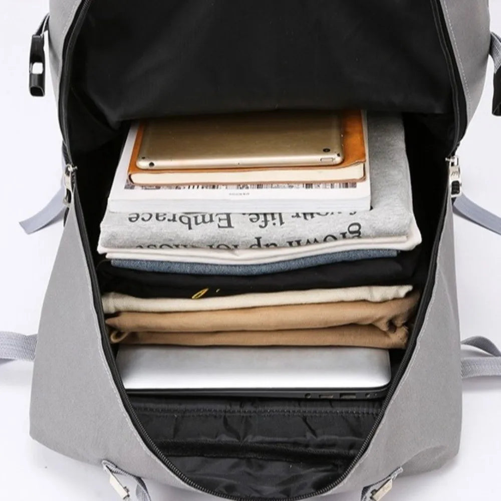 60L Men's Backpack Large Capacity Waterproof Travel Backpack Multi Buckle Wear-resistant Commuting Bag Hiking