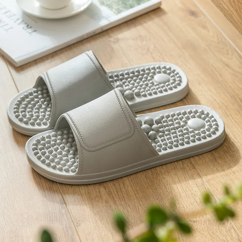 Women Men Foot Massage Slippers Indoor Bathroom Non-slip Soft Slides Comfort Flats Couples Home Relief Feet Health Care Shoes
