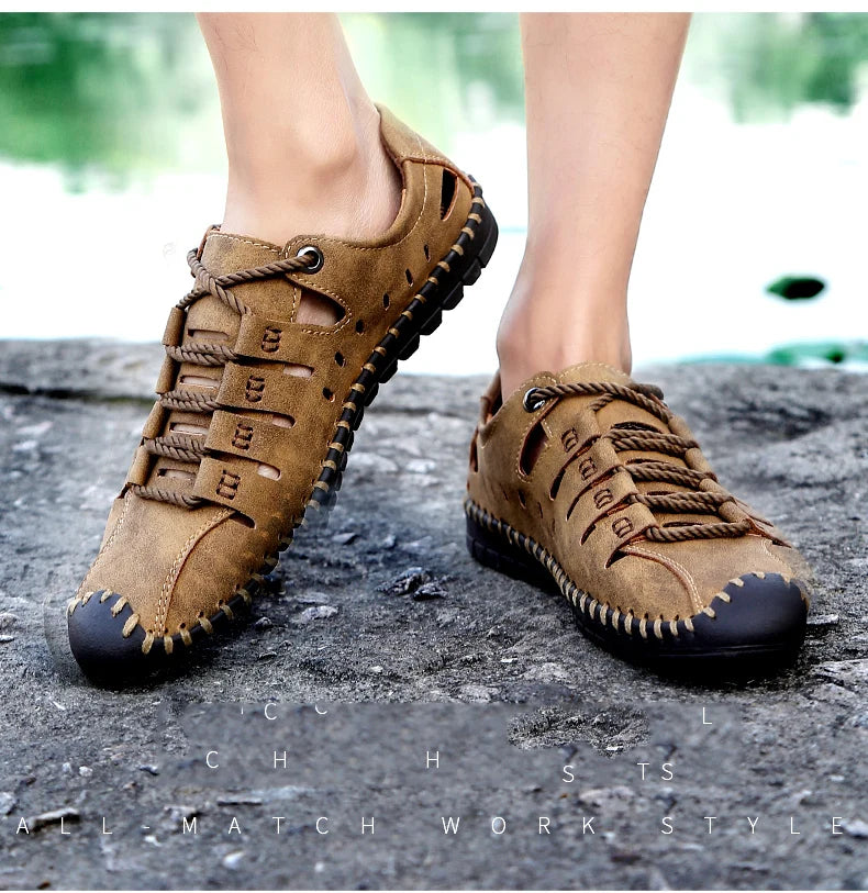 Men Leather Sandals Comfortable Outdoor Casual Shoes 2022 Summer Beach Casual Walking Male Sneakers Men Beach Casual Sandals