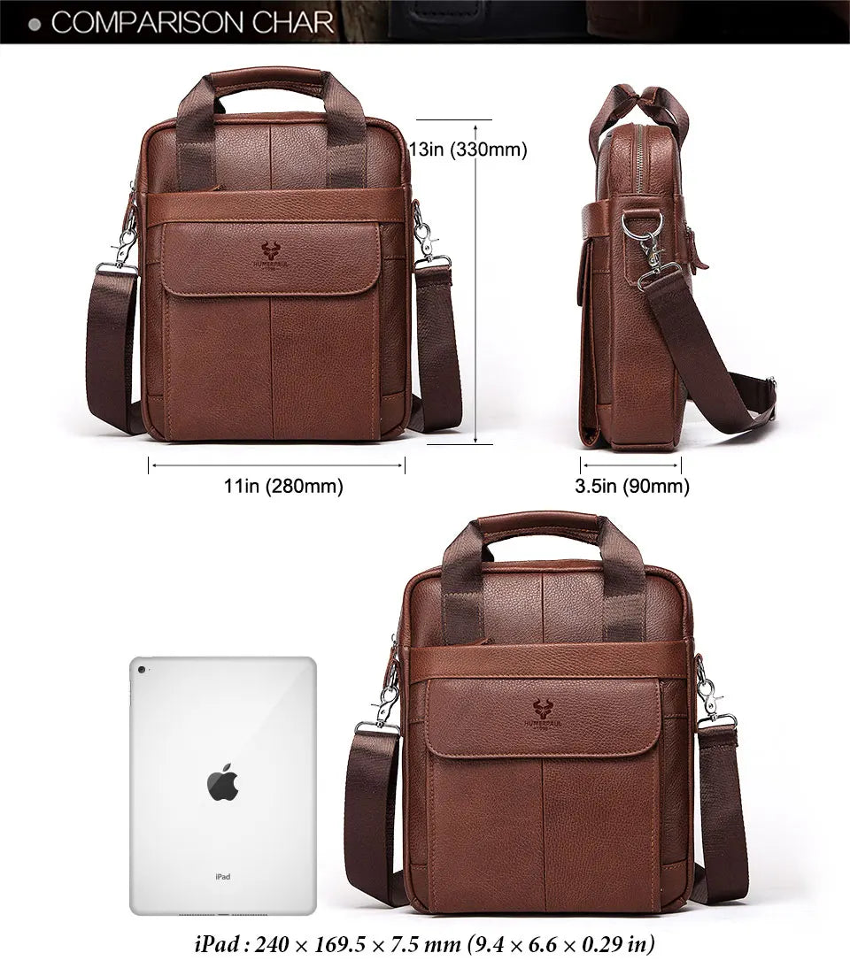 Durable Genuine Leather Bags for Men High Quality Business Crossbody Sling Bag for Work Outdoor Travel Male Messenger Packs