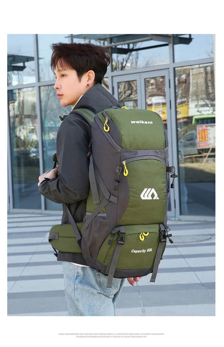 2025 new outdoor sports backpack mountaineering bag large capacity 50L men and women hiking camping bag travel shoulder bag