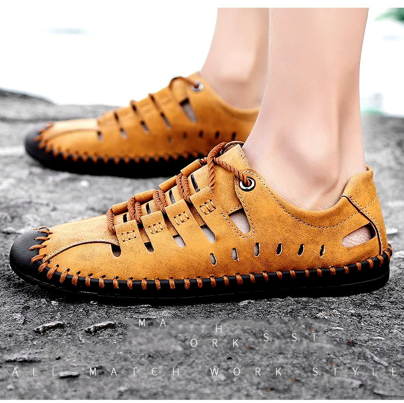Men Leather Sandals Comfortable Outdoor Casual Shoes 2022 Summer Beach Casual Walking Male Sneakers Men Beach Casual Sandals