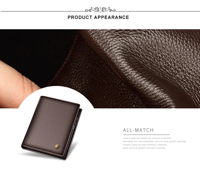 LAORENTOU Men Genuine Leather Wallet Small Card Holder Wallet Gift for Husband,  Boyfriend