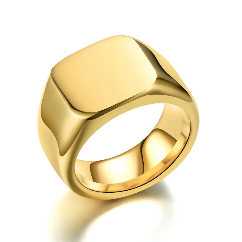 Maxmoon Men's Ring Punk Rock Smooth 316L Stainless Steel Signet Ring For Men Hip Hop Party Jewelry Wholesale Male Wedding Anel