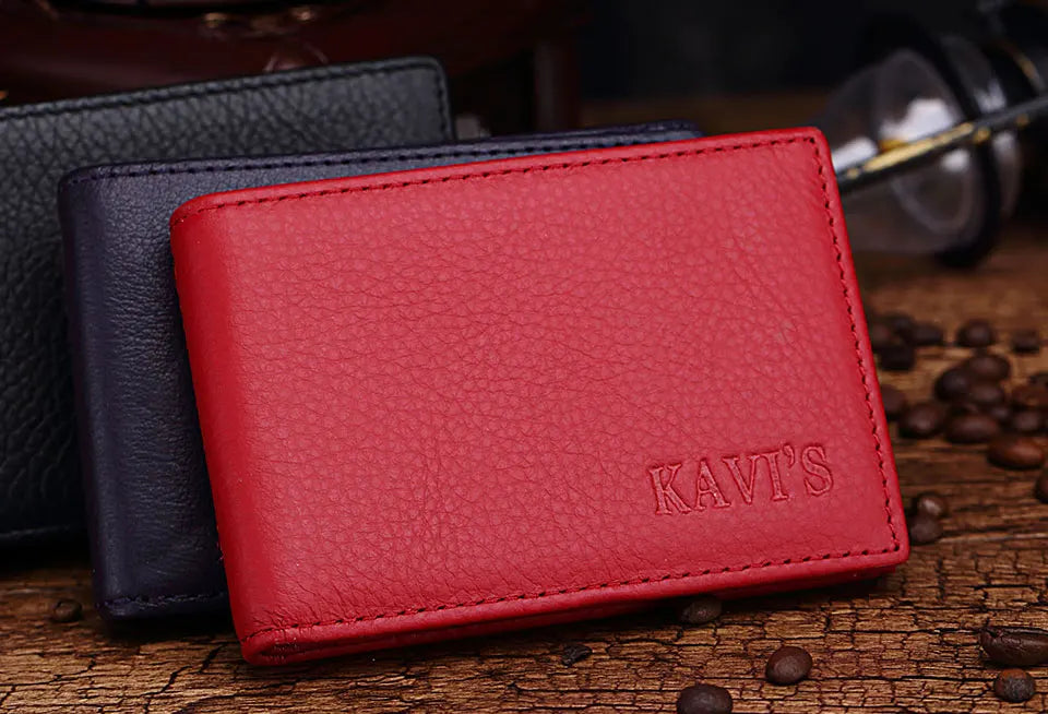 Genuine Leather Portable Slim Wallet for Men Mini Credit Card Holder Thin Small Card Organizer Purse Driver's License Money Bag