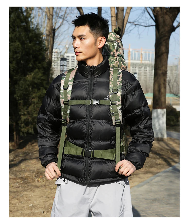 90L Travel Bag Camping Backpack Tactical Hiking Climbing Bags Outdoor Mountaineering Large Sport Bag Men Luggage Molle Rucksack