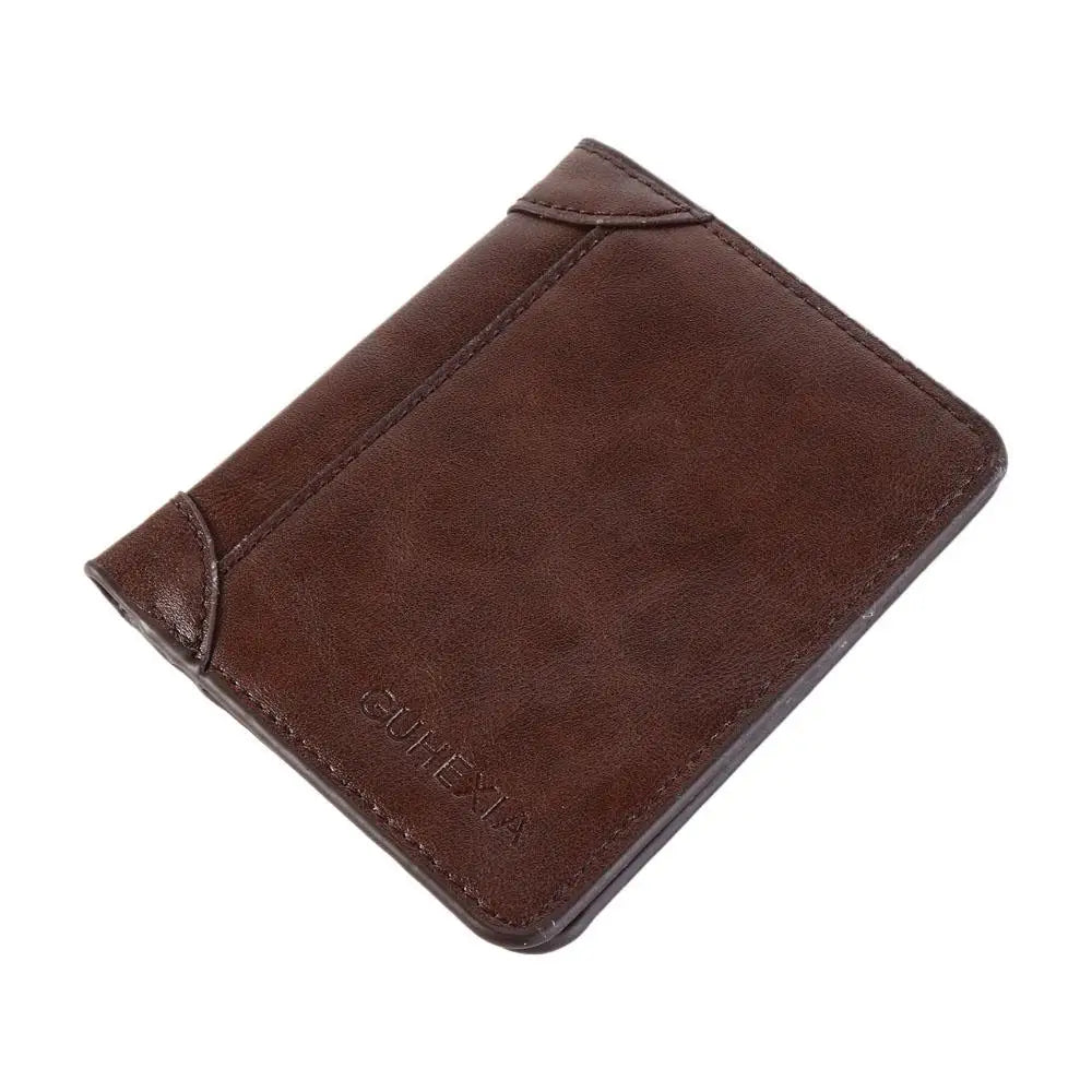 Leather 2 Fold Wallets Urban Recreational Style Soft Men's Short Wallet Multifunction Solid Color Male Leather Purse Shopping