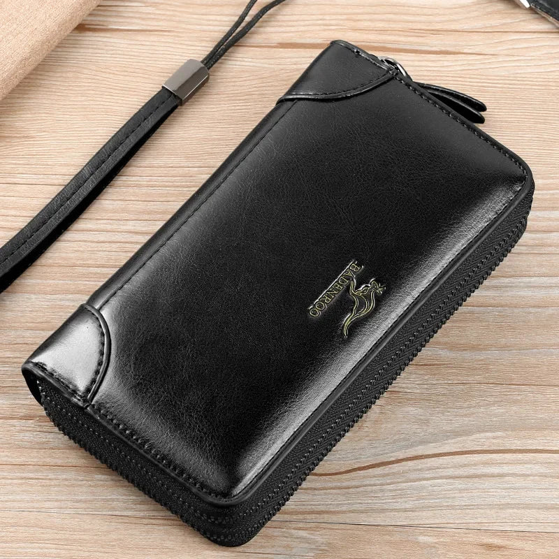 High Quality Pu Leather Wallet Men's Long Zipper Wallet for Men RFID Blocking Business Clutch Bag Credit Card Holder Man Purse