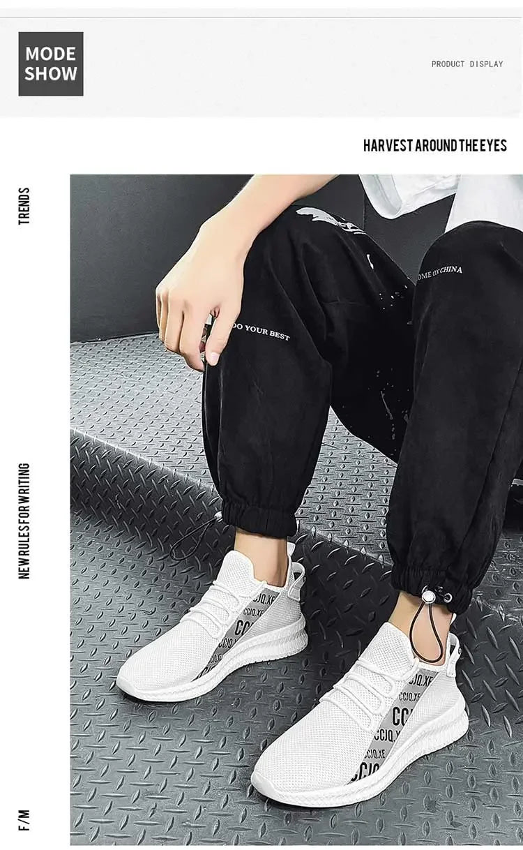 Shoes For Men Breathable Mesh Sneakers White Fashion Gym Casual Lightweight Walking Shoes Couple Plus Size Footwear