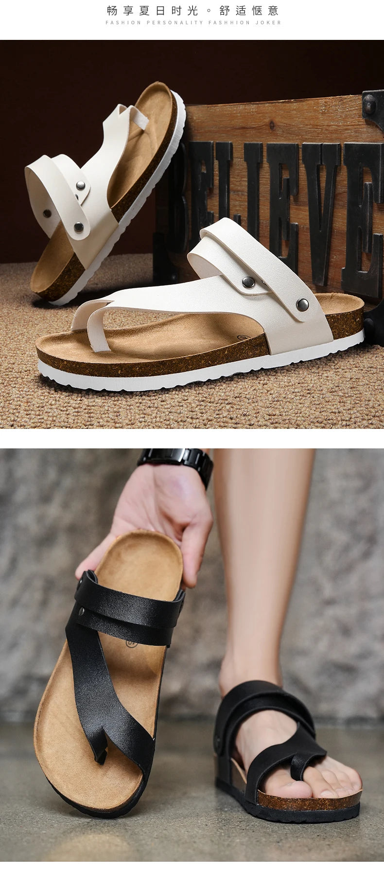 Mens Outdoor Open Toe Sandals Summer Breathable Beach Shoes Casual Sandals Indoor Soft Bottom Thickening Comfortable Non-slip