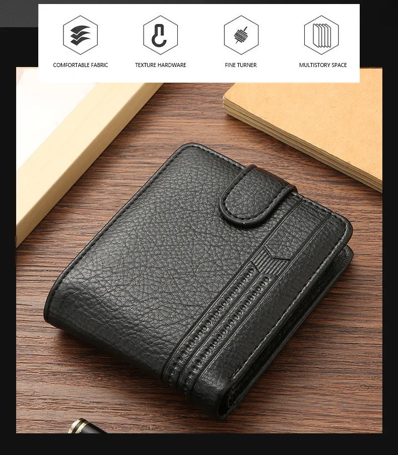 Men's wallet PU leather short zipper buckle wallet new wallet change bag