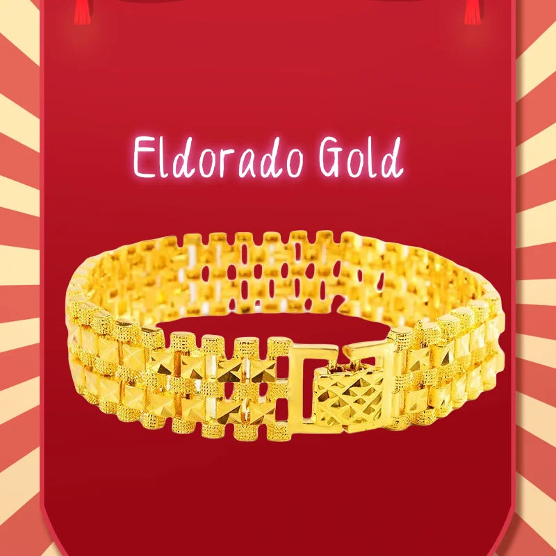 Premium9999 gold bracelet  pure gold mens real gold wrist chain fashionable and atmospheric24K watch buckle watch chainValentine