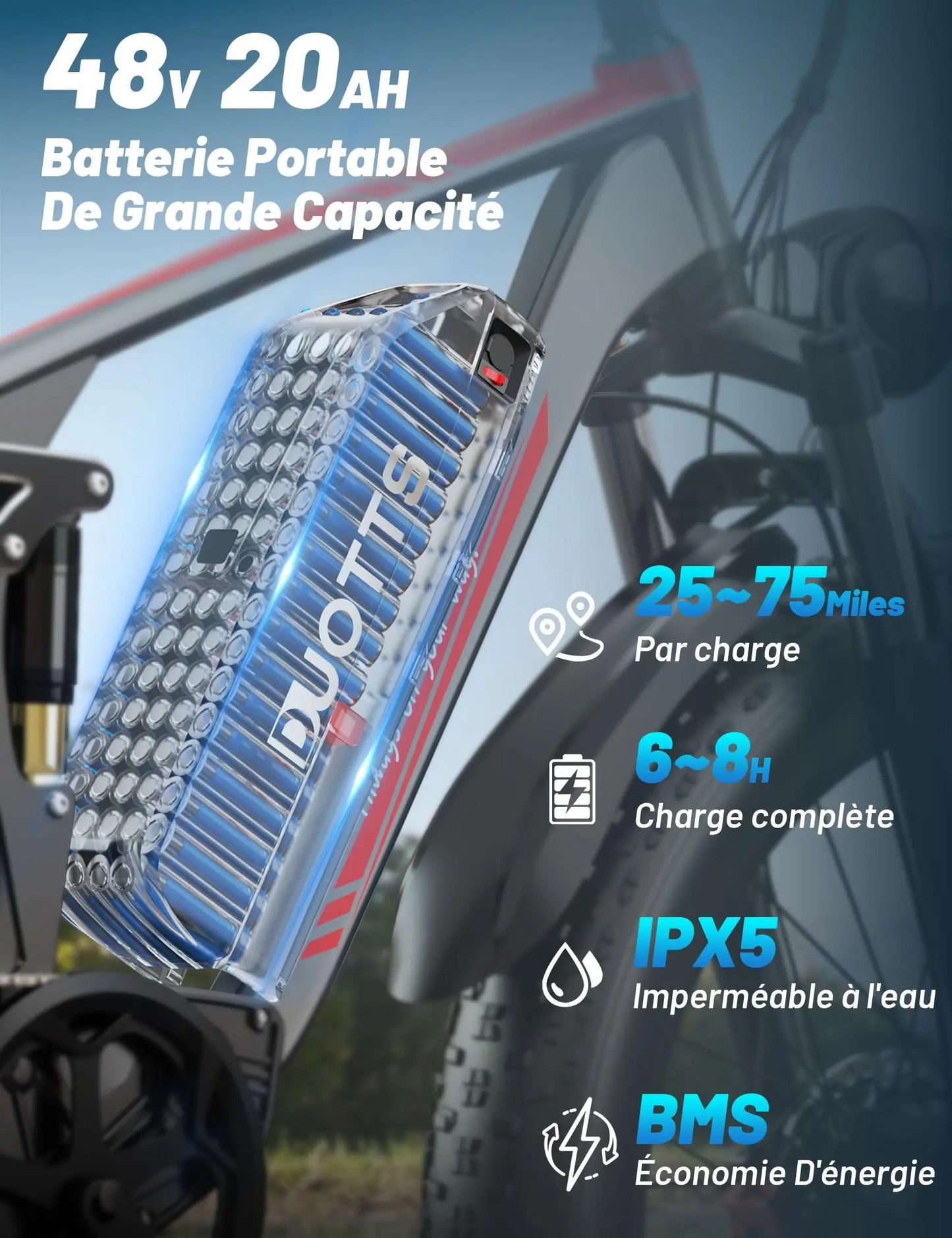 EU Dropshipping Duotts S26 Ebike 48V 750w*2 Motor 20aH 26Inch Fat Tire Electric Mountain Bike Mtb Moped Electric Bike