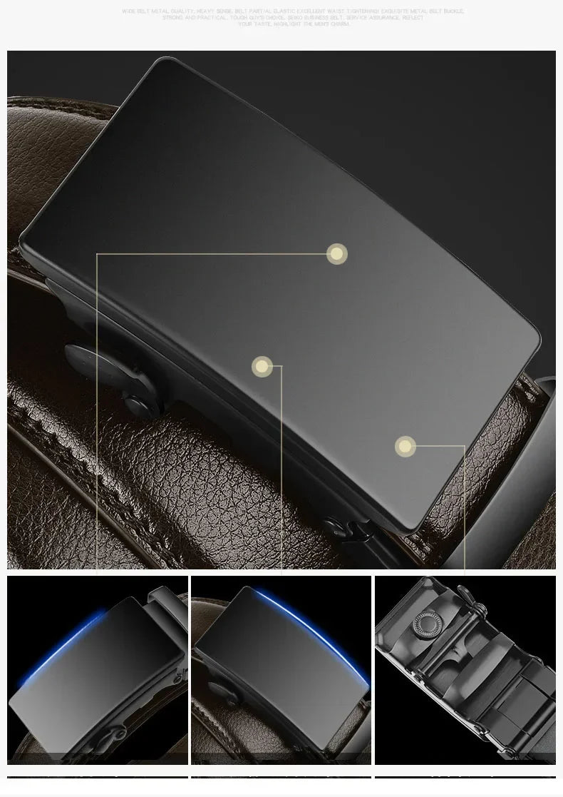 Automatic Buckle Belt for Men Famous Brand Business Belt Men PU Leather Waist Straps Black Male Jeans Belts for Men
