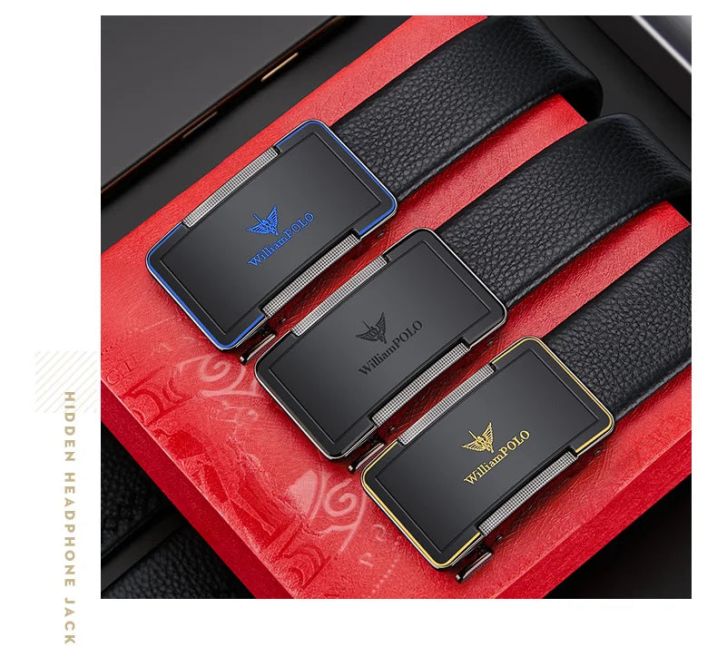 Men's leather belt with automatic buckle, casual pants belt, fashionable high-end belt, business waist belt