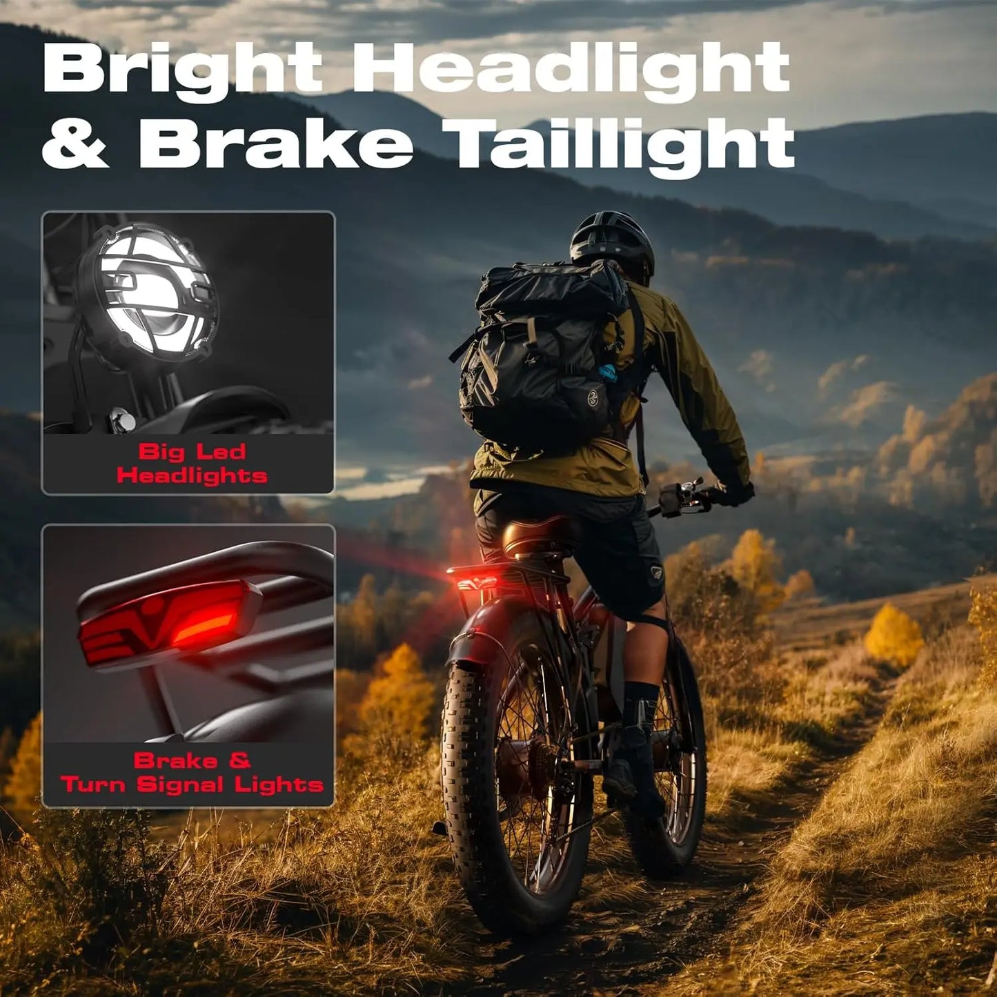 Dual Motor 3000W Peak Electric Bike for Adults 52V 30AH Ebike 26Inch Fat Tire Hunting Bike for Off Road Mountain Snow