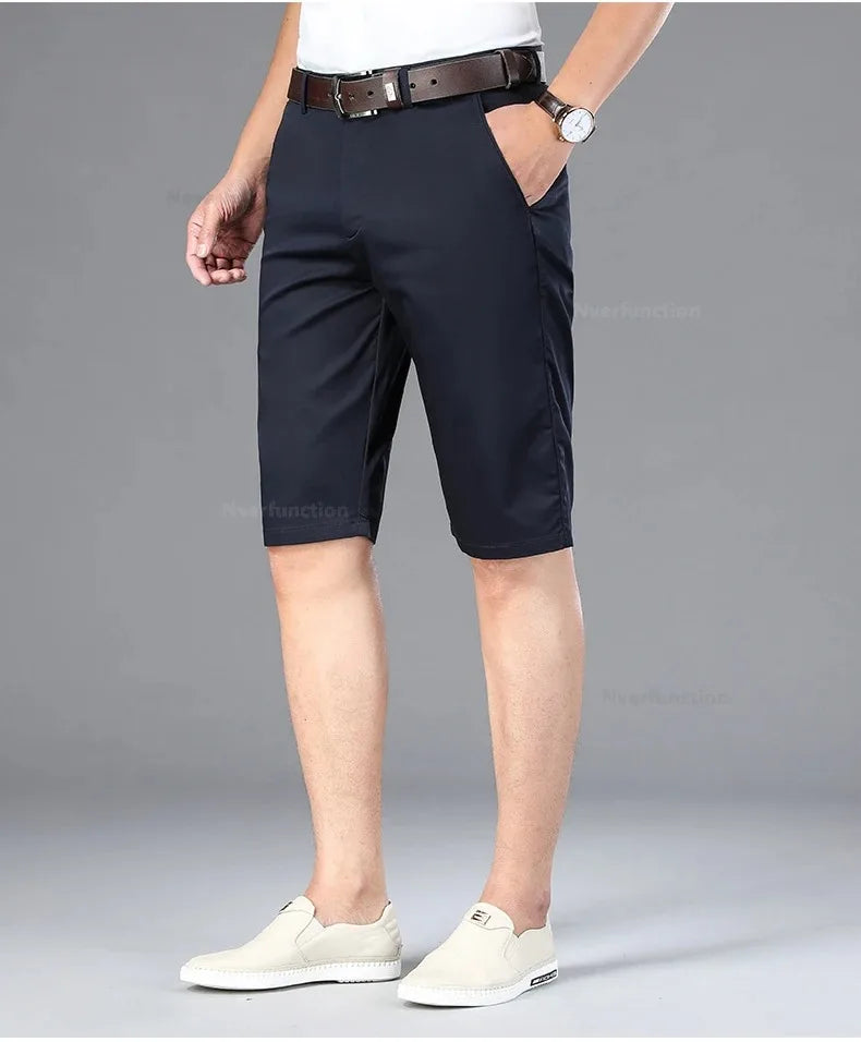 Men Shorts Summer New Knee Length Cotton Business Casual Pants Classic Brand Comfortable Clothing Shorts Male Boardshorts