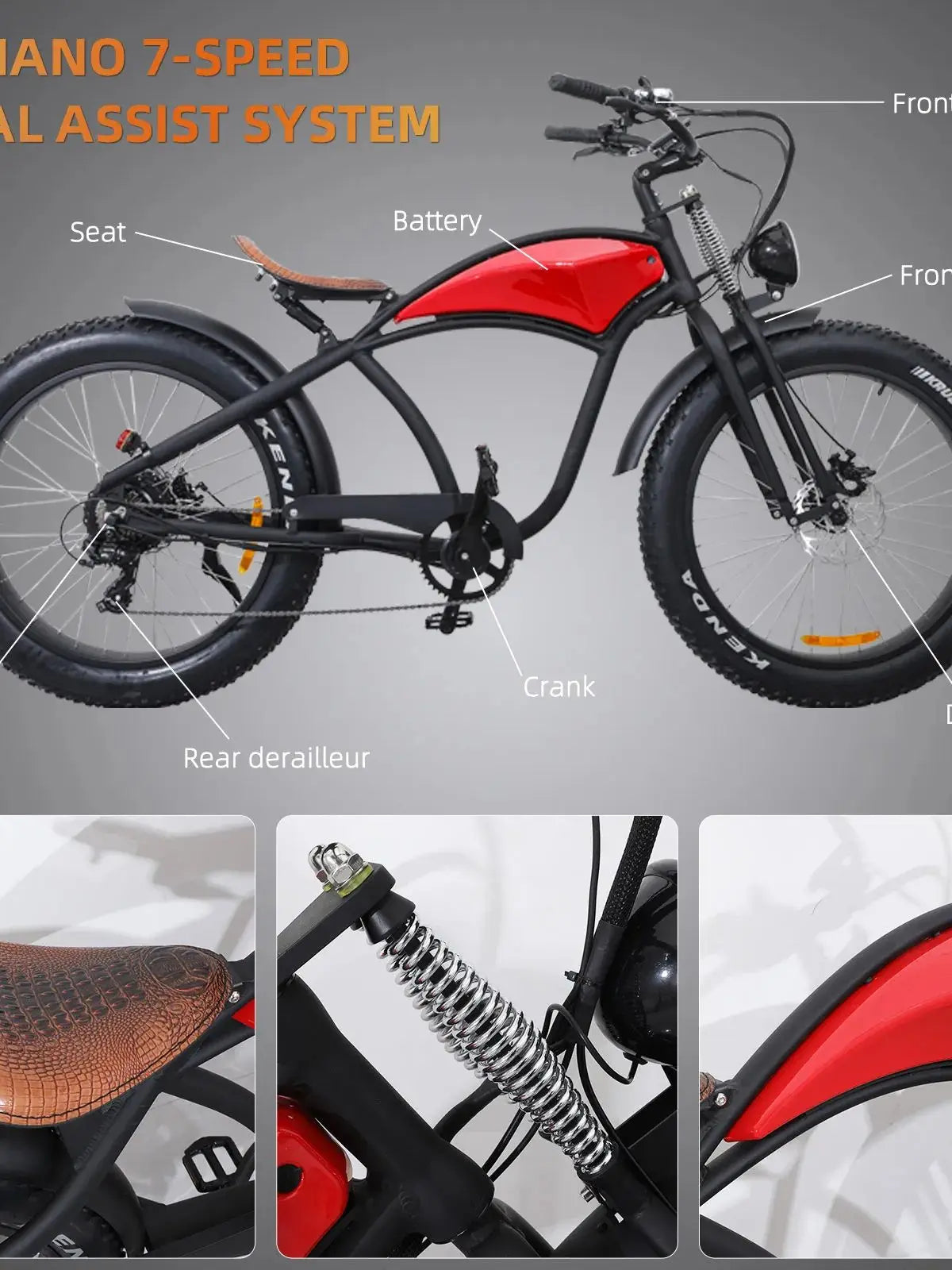 Xtion Electric Mountain Bike, 750W 31MPH Class 3 Ebike 48V 15Ah 37Mile All-Terrain Fat Tire Bicycle, Dual Suspension 7-Speed