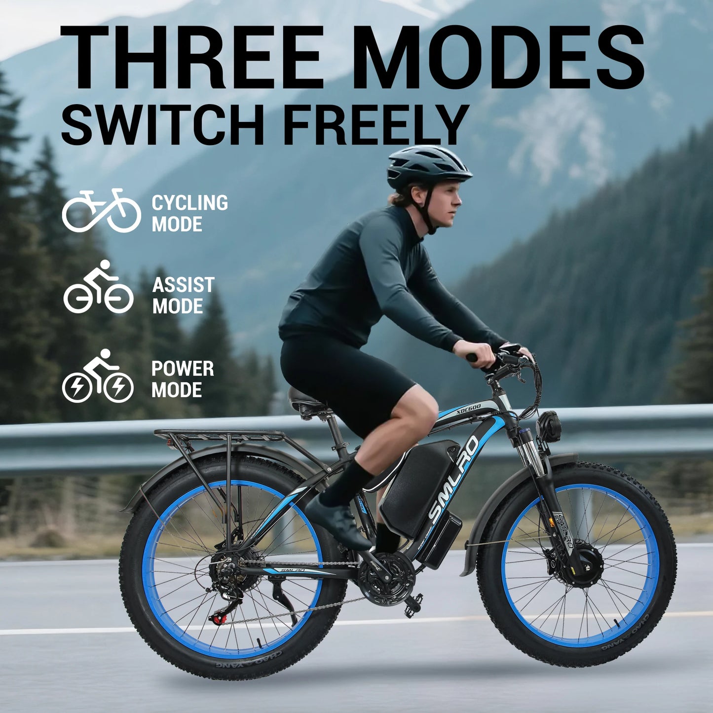SMLRO XDC600 Adult Off-Road Ebike 3000W 52V 30Ah Hydraulic Disc Brakes Electric Bicycle 26*4.0" Fat Tire Mountain Electric Bike